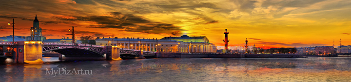 Панорама, фотография - фотопанно - Санкт-Петербург - Стрелка Васильевкого острова - Дворцовый мост - Saint-Petersburg, St. Petersburg