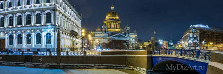 Санкт-Петербург, панорама, фотопанно, Исаакиевская площадь, зимний, Рождество, снег, Saint-Petersburg, St. Petersburg