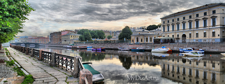 Фонтанка, фотопанно, рассвет, панорамы, Санкт-Петербург, Saint-Petersburg, St. Petersburg
