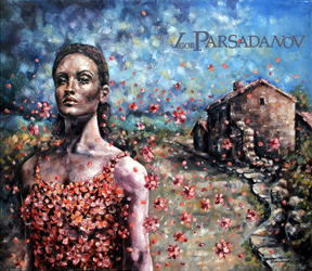 женщина в цветах, Крым, картина маслом, реализм, академизм, Парсаданов