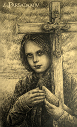 Девочка с крестом, Православие, Россия, рисунок карандашом, Парсаданов