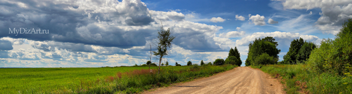 Доргоа, поле, облака, Россия, панорама, широкоформатное изображение высокого разрешения
