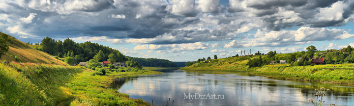 Волга, река, Россия, пейзаж, панорама, широкоформатное изображение высокого разрешения