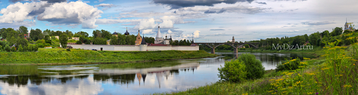 Волга, река, монастырь, Старица, панорама, широкоформатное изображение высокого разрешения