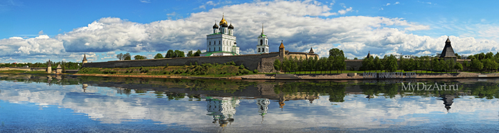 Псков, Троицкий собор, Волхов, панорама, широкоформатное изображение высокого разрешения