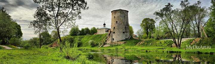 Крепость, Псков, панорама, широкоформатное изображение высокого разрешения