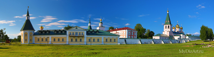 Иверский монастырь,  панорама, широкоформатное изображение высокого разрешения