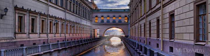 Панорамное фото, Saint-Petersburg, St. Petersburg - Эрмитаж - Hermitage - Зимняя канавка - фотопанно