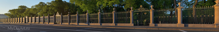 Санкт-Петербург, панорама, фотопанно, Летний сад, решетка, ограда, Saint-Petersburg, St. Petersburg