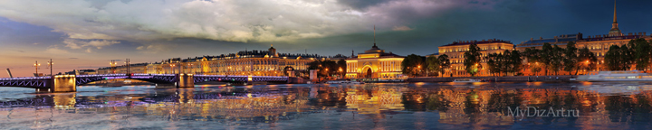 Панорамное фото, Saint-Petersburg, St. Petersburg - Hermitage - Эрмитаж, Адмиралтейская набережная - фотопанно
