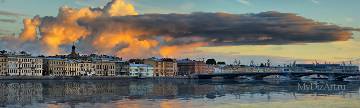 Санкт-Петербург, панорама, фотопанно, Английская набережная, Благовещенский мост, Saint-Petersburg, St. Petersburg