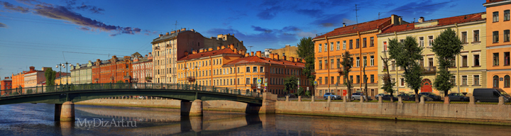Фонтанка, Санкт-Петербург, панорама, фотопанно, Английский мост, солнце, Saint-Petersburg, St. Petersburg