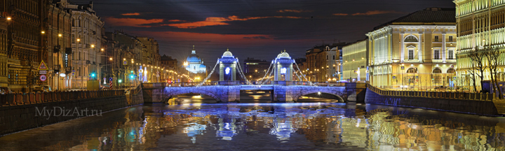 Санкт-Петербург, панорама, фотопанно,  Фонтанка, мост Ломоносова, Saint-Petersburg, St. Petersburg