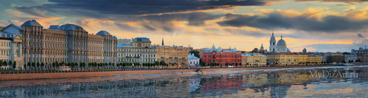 Набережная Макарова, Санкт-Петербург - Панорамы, широкоформатное изображение города, фотопанно, Saint-Petersburg, St. Petersburg