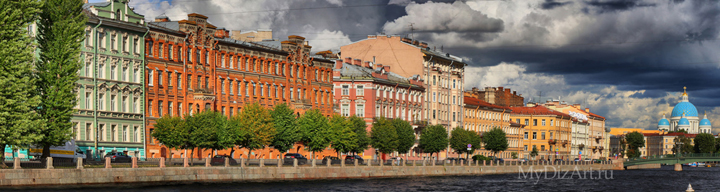 Фонтанка, Санкт-Петербург, панорама, фотопанно, Троицкий собор, гроза, Saint-Petersburg, St. Petersburg