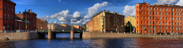 Фонтанка, Санкт-Петербург, панорама, фотопанно, канал Грибоедова, Saint-Petersburg, St. Petersburg