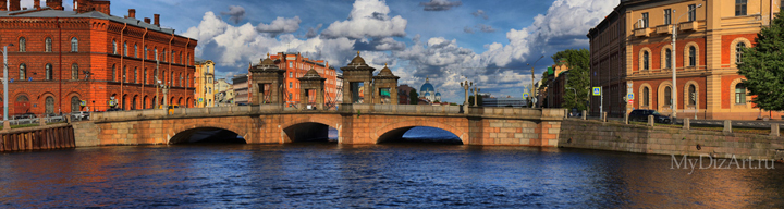 Фонтанка, Санкт-Петербург, панорама, фотопанно, Старо-Калинкин мост, Saint-Petersburg, St. Petersburg