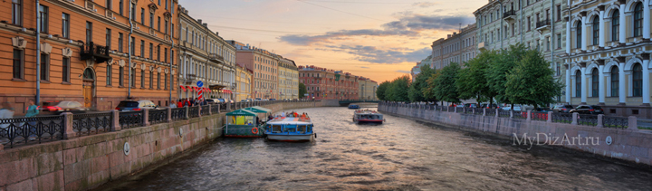 Санкт-Петербург, Saint-Petersburg, St. Petersburg, река Мойка, высокое разрешение, панорама, фотопанно