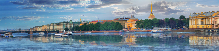 Панорамное фото, широкоформатное изображение города - фотопанно - Saint-Petersburg - St. Petersburg - Троицкий мост, Дворцовая набережная