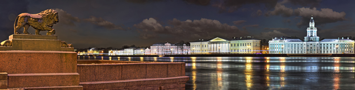 Университетская набережная, Кунсткамера, фотопанно, высокое разрешение, Saint-Petersburg, St. Petersburg