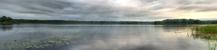 Озеро, закат, летний пейзаж, панорама, широкоформатное изображение высокого разрешения
