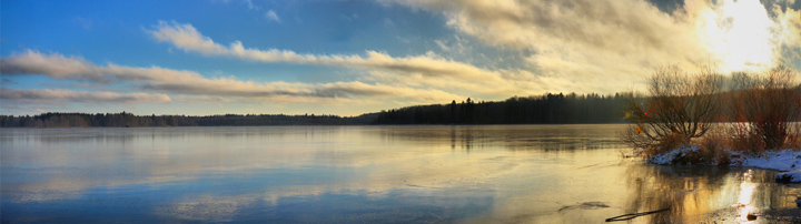 Озеро, осень, лед, панорама, широкоформатное изображение высокого разрешения