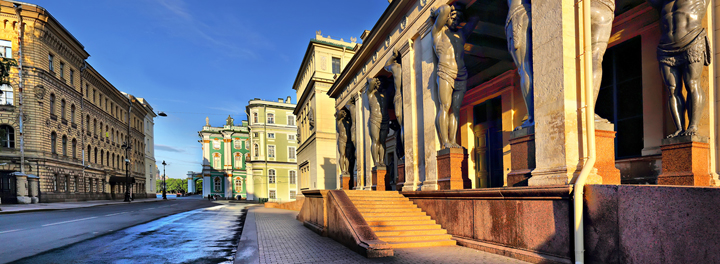Эрмитаж, атланты, Saint-Petersburg, St. Petersburg - Эрмитаж - Hermitage, панорамы, фотопанно
