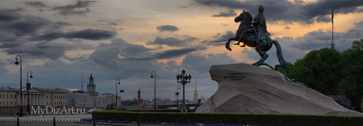Санкт-Петербург, Петр I, памятгик, Медный всадник, панорама, Saint-Petersburg