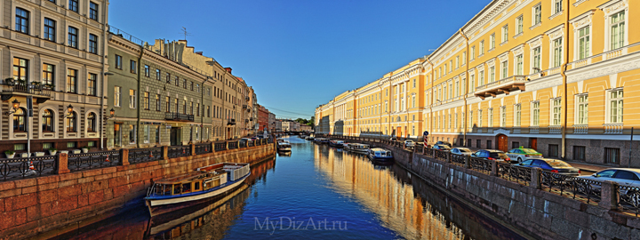 Санкт-Петербург, Saint-Petersburg, St. Petersburg, Мойка, рассвет, Панорамное фото, фотопанно