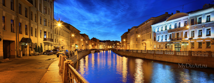 река Мойка, рассвет, фотопанно, панорама, широкоформатное изображение, высокое разрешение, Saint-Petersburg, St. Petersburg