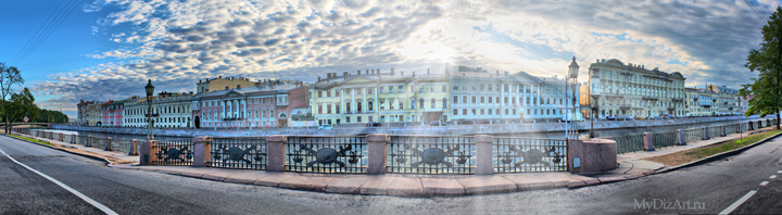 Фонтанка, рассвет, Санкт-Петербург, панорамы, фотопанорама, Saint-Petersburg, St. Petersburg