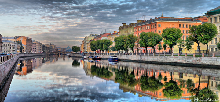 Фонтанка, мост Ломоносова, Санкт-Петербург, панорамы, фотопанно, Saint-Petersburg, St. Petersburg