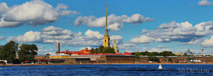 Петропавловская крепость, Нева, Санкт-Петербург, панорамы, фотопанно, лето, солнце, Saint-Petersburg, St. Petersburg