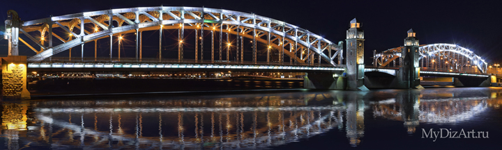 Большеохтинский мост, мост Петра Великого, фотопанно, фотопанорама, широкоформатное изображение, Saint-Petersburg, St. Petersburg