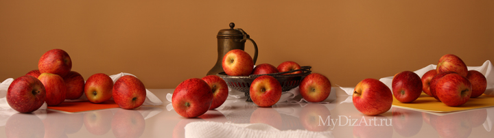 Яблоки, фрукты, кувшин, панорама натюрморта, фотопанорама, фотопанно, натюрморт