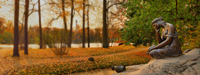 Пушкин, осень, девушка, кувшин, Екатерининский, сад, панорама